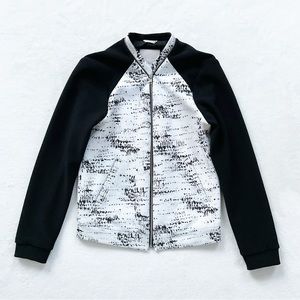 Soia & Kyo Black White Abstract Zip Bomber Jacket Small